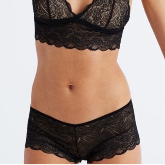 Set of 4 Madewell Lace Boyshorts Nude Blush Pink Black Size Medium - Picture 2 of 12